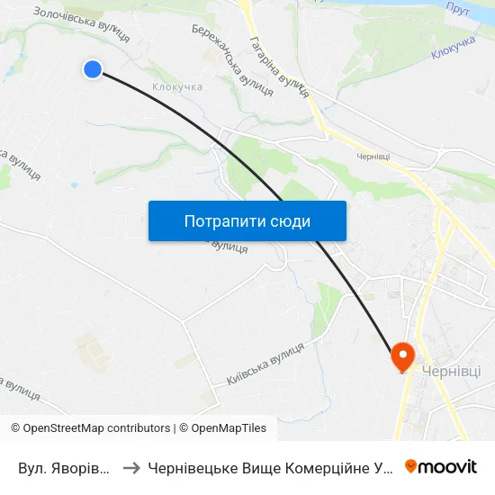 Вул. Яворівська to Чернівецьке Вище Комерційне Училище map
