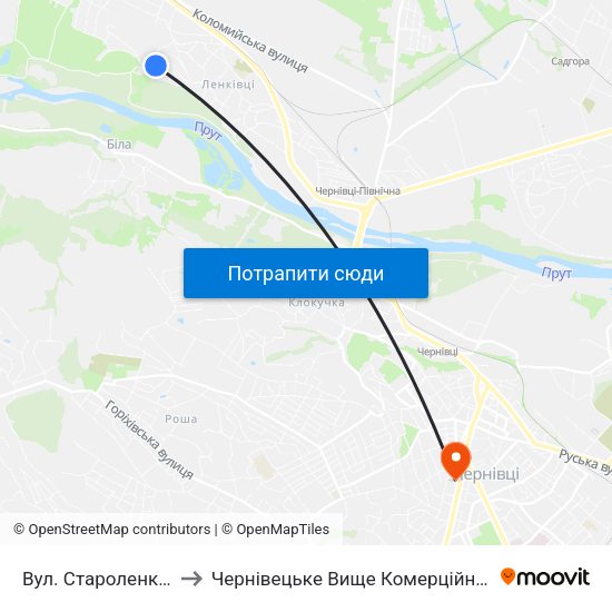Вул. Староленківська to Чернівецьке Вище Комерційне Училище map