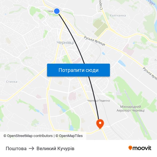 Поштова to Великий Кучурів map