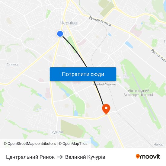 Центральний Ринок to Великий Кучурів map