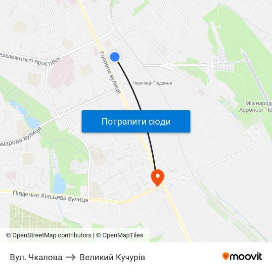 Вул. Чкалова to Великий Кучурів map