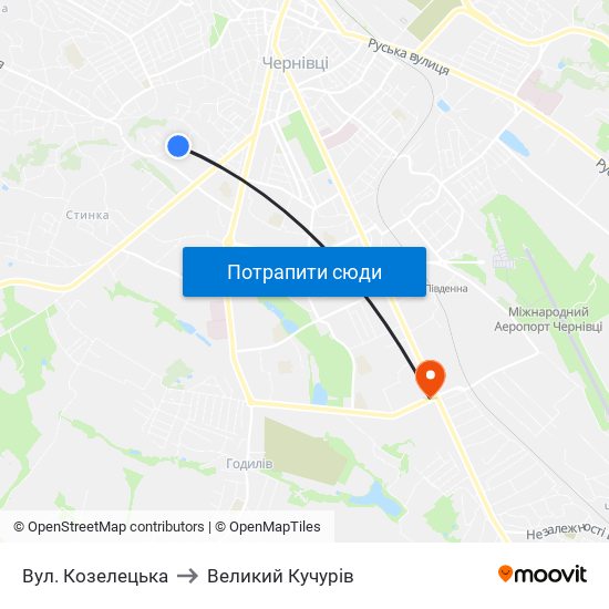 Вул. Козелецька to Великий Кучурів map