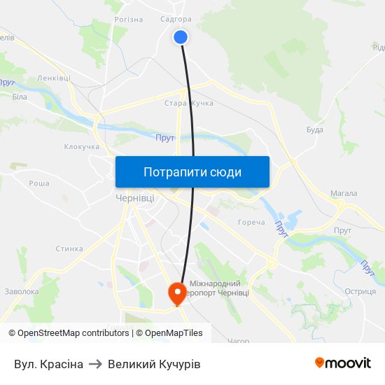 Вул. Красіна to Великий Кучурів map