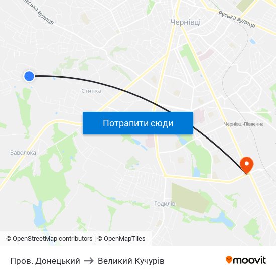 Пров. Донецький to Великий Кучурів map