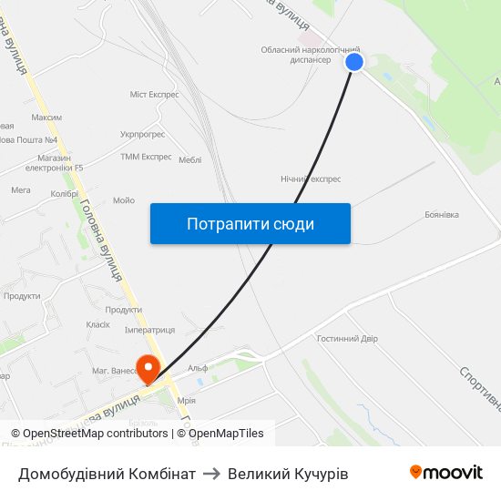 Домобудівний Комбінат to Великий Кучурів map