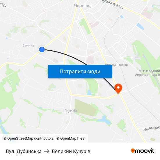 Вул. Дубинська to Великий Кучурів map