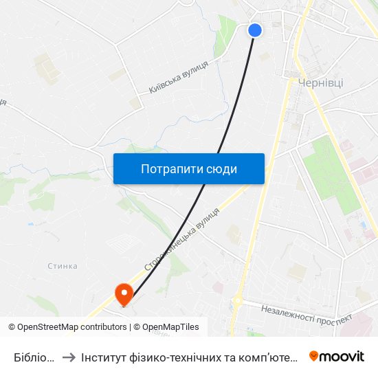 Бібліотека to Інститут фізико-технічних та комп’ютерних наук ЧНУ map