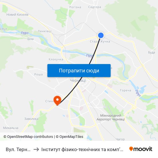 Вул. Тернівська to Інститут фізико-технічних та комп’ютерних наук ЧНУ map