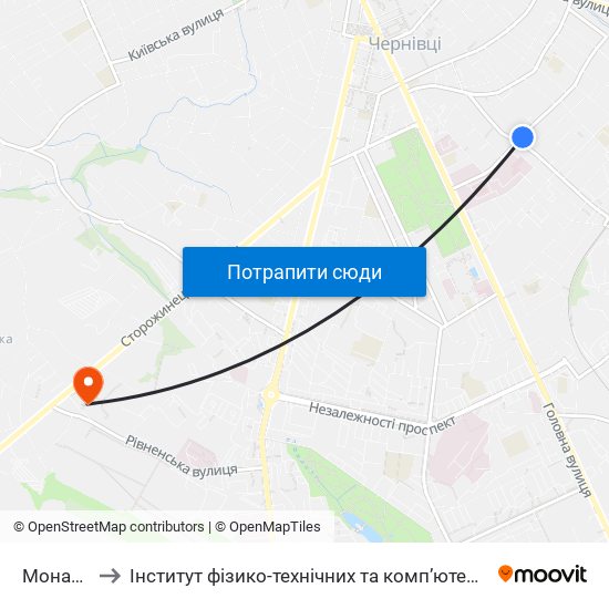 Монастир to Інститут фізико-технічних та комп’ютерних наук ЧНУ map