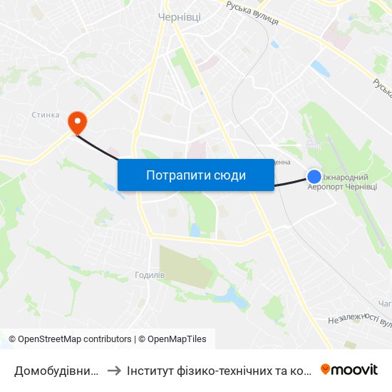 Домобудівний Комбінат to Інститут фізико-технічних та комп’ютерних наук ЧНУ map