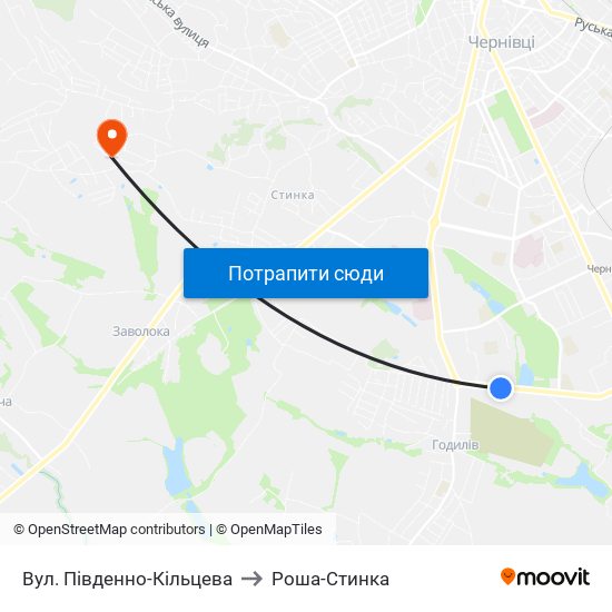 Вул. Південно-Кільцева to Роша-Стинка map