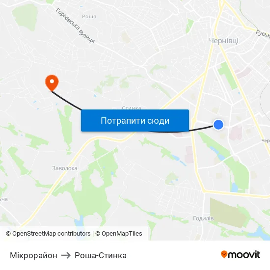 Мікрорайон to Роша-Стинка map