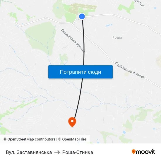Вул. Заставнянська to Роша-Стинка map