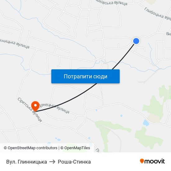 Вул. Глинницька to Роша-Стинка map