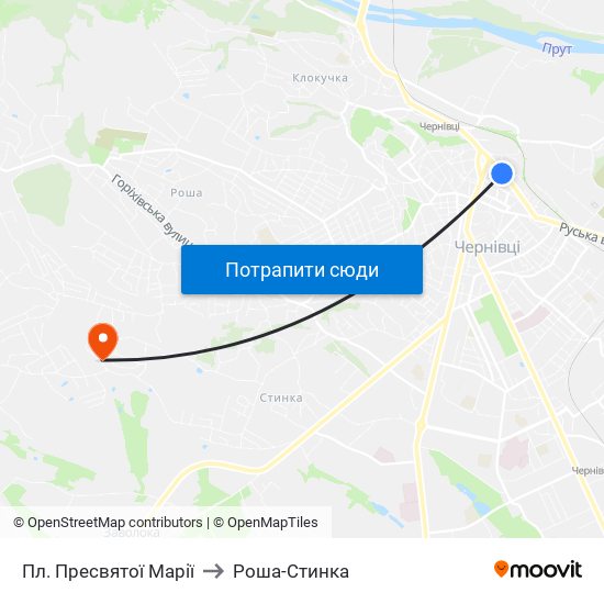 Пл. Пресвятої Марії to Роша-Стинка map