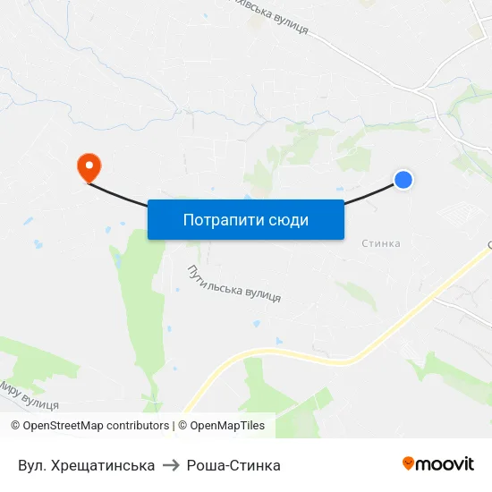 Вул. Хрещатинська to Роша-Стинка map