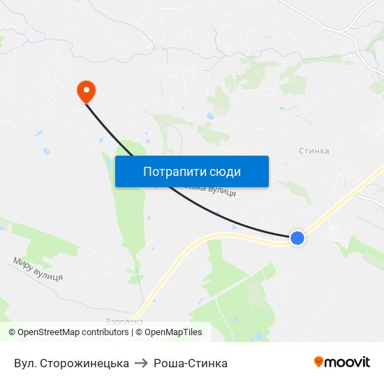 Вул. Сторожинецька to Роша-Стинка map