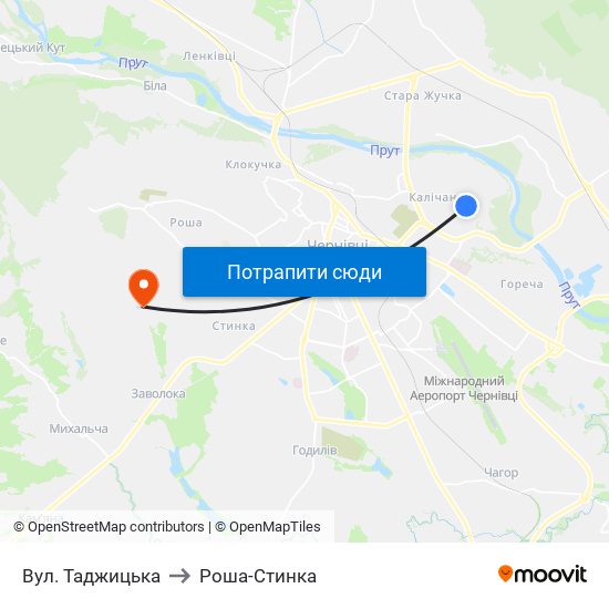 Вул. Таджицька to Роша-Стинка map