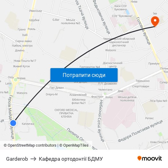 Garderob to Кафедра ортодонтії БДМУ map