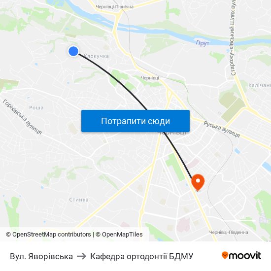 Вул. Яворівська to Кафедра ортодонтії БДМУ map