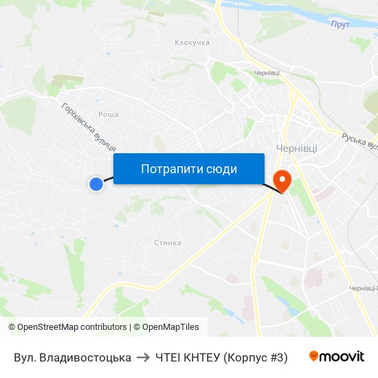 Вул. Владивостоцька to ЧТЕІ КНТЕУ (Корпус #3) map