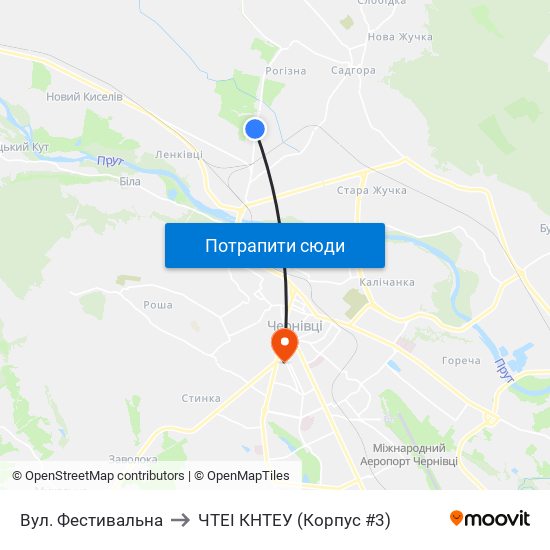 Вул. Фестивальна to ЧТЕІ КНТЕУ (Корпус #3) map