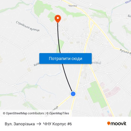 Вул. Запорізька to ЧНУ Корпус #6 map