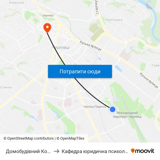 Домобудівний Комбінат to Кафедра юридична психологія ЧНУ map