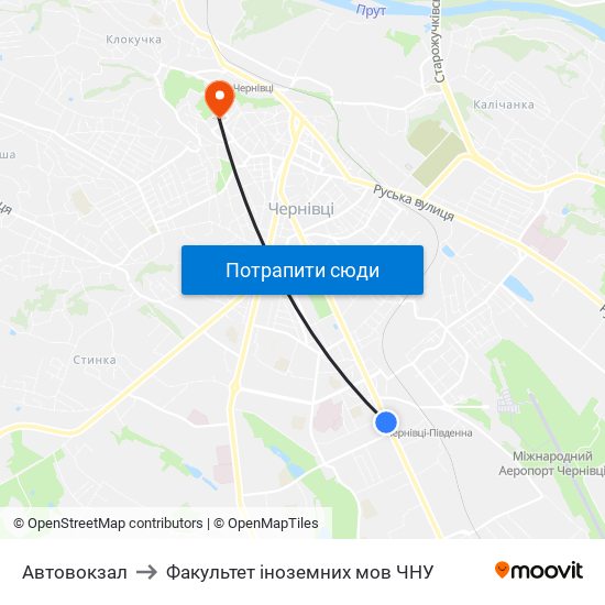 Автовокзал to Факультет іноземних мов ЧНУ map