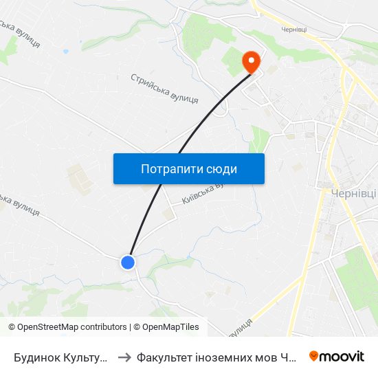 Будинок Культури to Факультет іноземних мов ЧНУ map