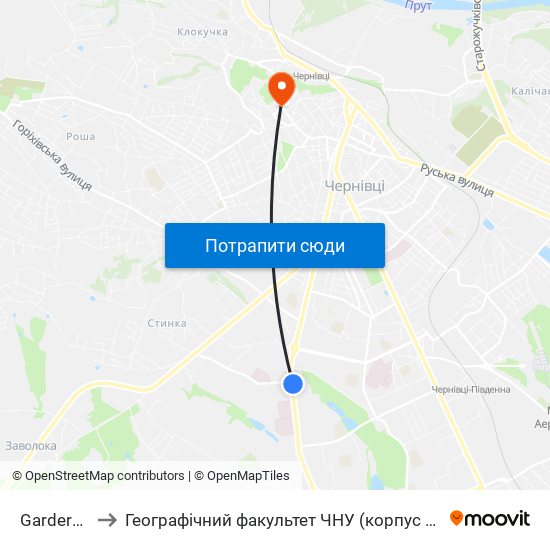 Garderob to Географічний факультет ЧНУ (корпус #4) map