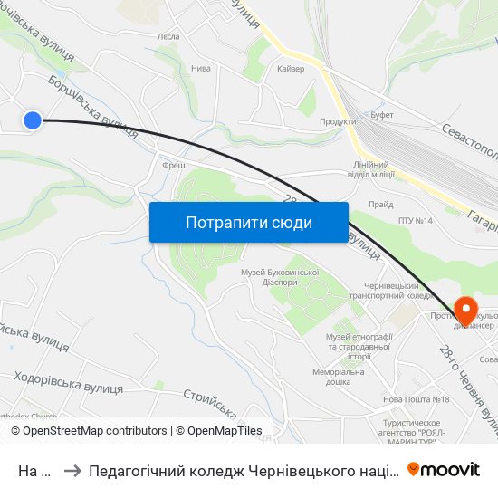 На Вимогу to Педагогічний коледж Чернівецького національного університету їм. Ю. Федьковича map