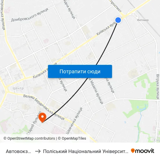 Автовокзал to Поліський Національний Університет map