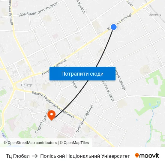 Тц Глобал to Поліський Національний Університет map