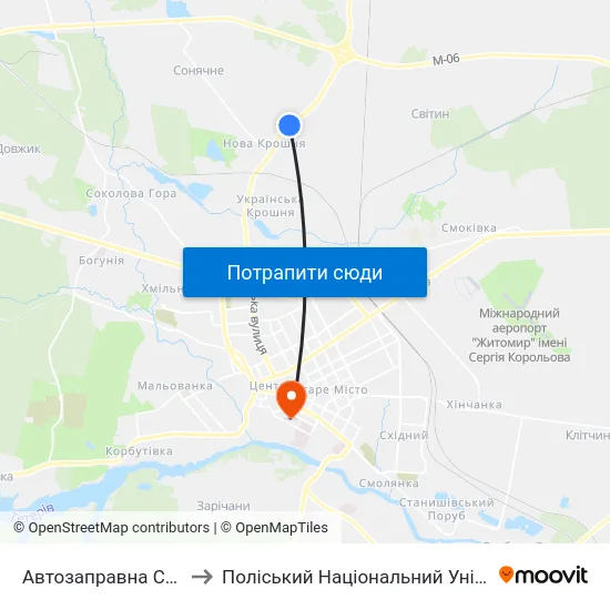 Автозаправна Станція to Поліський Національний Університет map