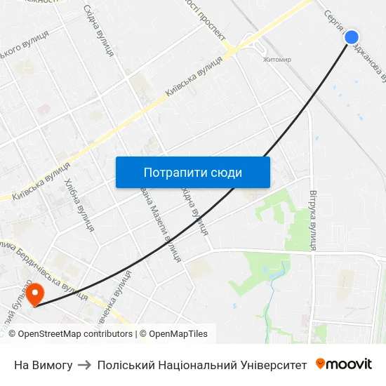 На Вимогу to Поліський Національний Університет map