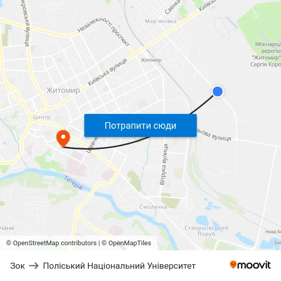 Зок to Поліський Національний Університет map