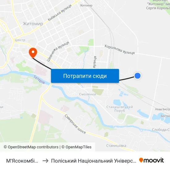 М'Ясокомбінат to Поліський Національний Університет map