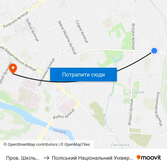 Пров. Шкільний to Поліський Національний Університет map