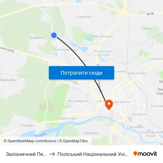 Залізничний Переїзд to Поліський Національний Університет map