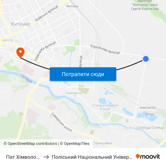 Пат Хімволокно to Поліський Національний Університет map