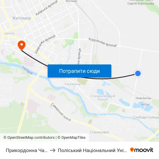 Прикордонна Частина to Поліський Національний Університет map