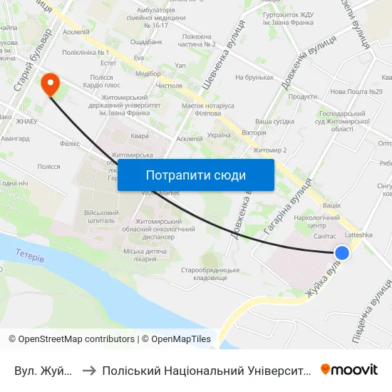 Вул. Жуйка to Поліський Національний Університет map