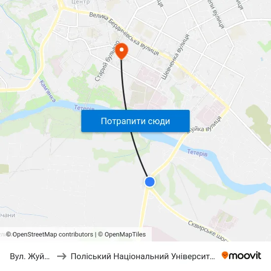 Вул. Жуйка to Поліський Національний Університет map