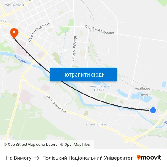 На Вимогу to Поліський Національний Університет map