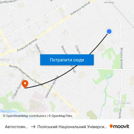 Автостоянка to Поліський Національний Університет map
