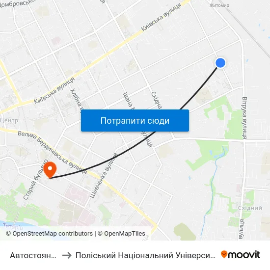 Автостоянка to Поліський Національний Університет map