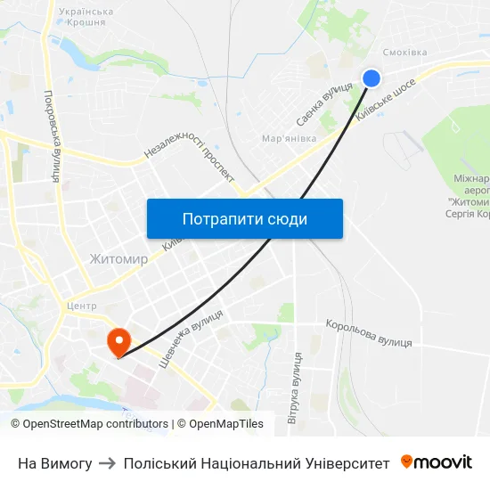 На Вимогу to Поліський Національний Університет map