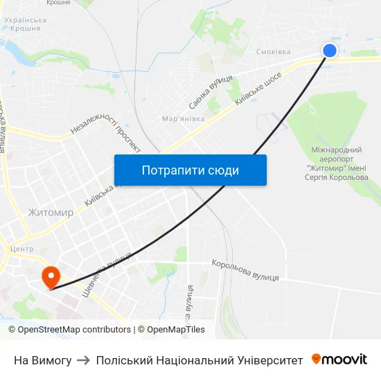 На Вимогу to Поліський Національний Університет map