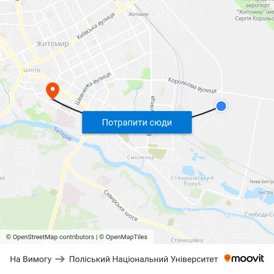 На Вимогу to Поліський Національний Університет map